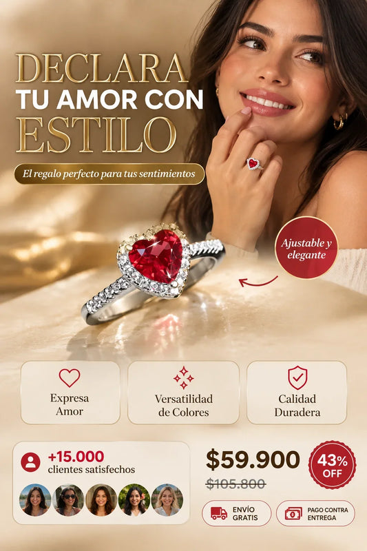 Anillo Corazon de Cristal